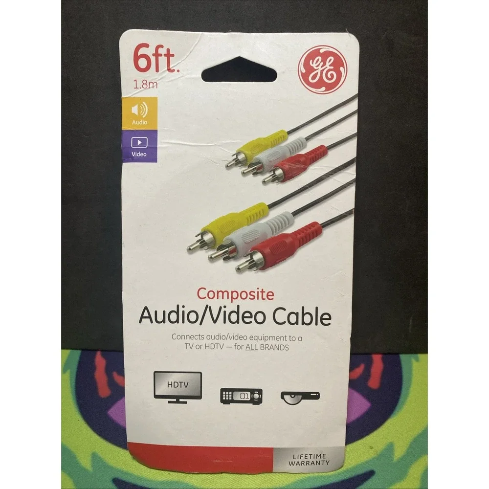 GE 6ft Composite Audio/Video Cable - RCA (Yellow/White/Red) - New in Box B2